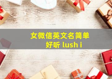 女微信英文名简单好听 lush i